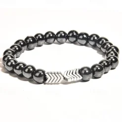 8MM Hematite Magnetic Bracelet, Man Weight Loss Bracelet, Natural Stone Magnetic Bracelet, Slimming Woman Health Care Therapy Jewelry, Creative Small Gift, Holiday Accessory, Birthday Party Supplies, Birthday Gift, Art Craft Ornament Gift