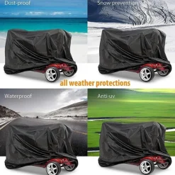 Mobility Scooter Storage Cover Waterproof, Wheelchair Storage Cover for Travel 3&4 Wheels Electric Scooter 190T Polyester Taffeta Protector from Dust Rain Sun