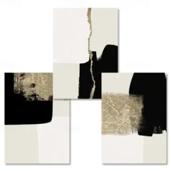 Modern Abstract Beige Black Gold Minimalist Posters Wall Art Canvas Paintings Print Picture Living Room Interior Home Decoration