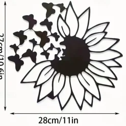 Modern Butterfly Sunflower Metal Wall Decor Tree of Life Metal Wall Art Bird Ornament Home Bedroom Living Room Window Decoration