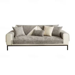 Modern Chenille Sofa Cushion Set Simple and Elegant Design in Gray Four Seasons Universal Luxurious Full-Cover Non-Slip Sofa Protector Perfect for a Sleek and Sophisticated