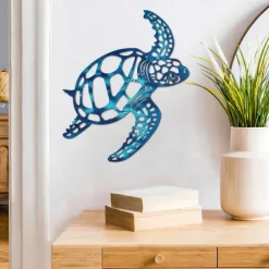 Modern Creative Iron Decorative Turtle Hanger Colorful Spray Metal Material Wall Decoration Turtle Tropical Ocean Style Decorative Wall Hanger