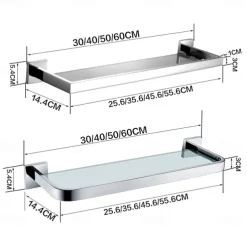 Modern Shower Caddy Bath Toilet Rack Stainless Steel Tempered Glass Shelf Rack Shower Toiletries Rack Cosmetics Storage Rack