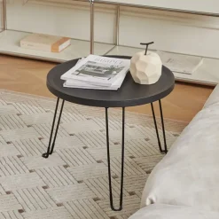 Modern Small Round Folding Coffee Table Tray Surface, 3 Legs, Suitable for Compact Spaces, Bedrooms and Living Rooms