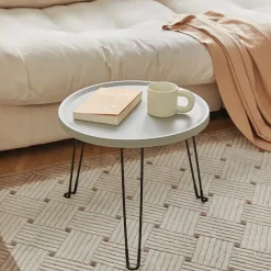 Modern Small Round Folding Coffee Table Tray Surface, 3 Legs, Suitable for Compact Spaces, Bedrooms and Living Rooms