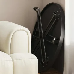 Modern Small Round Folding Coffee Table Tray Surface, 3 Legs, Suitable for Compact Spaces, Bedrooms and Living Rooms