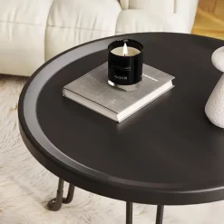 Modern Small Round Folding Coffee Table Tray Surface, 3 Legs, Suitable for Compact Spaces, Bedrooms and Living Rooms