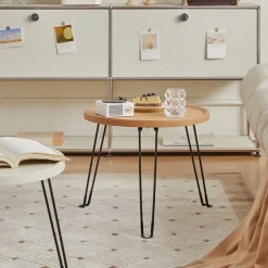 Modern Small Round Folding Coffee Table Tray Surface, 3 Legs, Suitable for Compact Spaces, Bedrooms and Living Rooms