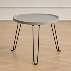 Modern Small Round Folding Coffee Table Tray Surface, 3 Legs, Suitable for Compact Spaces, Bedrooms and Living Rooms