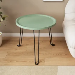 Modern Small Round Folding Coffee Table Tray Surface, 3 Legs, Suitable for Compact Spaces, Bedrooms and Living Rooms