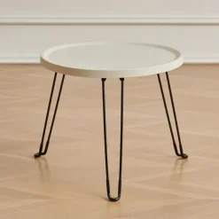 Modern Small Round Folding Coffee Table Tray Surface, 3 Legs, Suitable for Compact Spaces, Bedrooms and Living Rooms