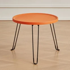 Modern Small Round Folding Coffee Table Tray Surface, 3 Legs, Suitable for Compact Spaces, Bedrooms and Living Rooms