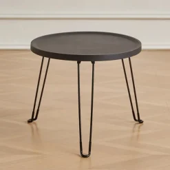 Modern Small Round Folding Coffee Table Tray Surface, 3 Legs, Suitable for Compact Spaces, Bedrooms and Living Rooms