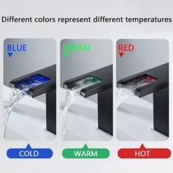 Modern Style Bathroom Sink Faucet LED/Waterfall Electroplated Centerset Single Handle One HoleBath Taps/Bathroom Sink Faucet+ Accessories/Contemporary/Vintage/Yes/Brass