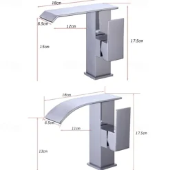 Modern Style Brass Waterfall Bathroom Sink Faucet,White Chrome Electroplated Single Handle One Hole Bath Taps with Hot and Cold Switch