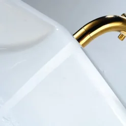 Modern Utility Sink Laundry Chrome Gold Black Faucet with Rotatable Spout, Wall Mount Two Handles Three Holes Wash Basin Tap with Hot and Cold Water Switch, Laundry Tub Pot Filler Commercial Faucet