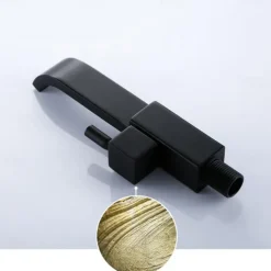 Modern Utility Sink Laundry Chrome Black Faucet, Wall Mount Long Spout One Handle One Hole Wash Basin Tap with Hot and Cold Water Hoses, Laundry Tub Pot Filler Commercial Faucet with Ceramic Valve