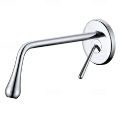 Modern Utility Sink Laundry Chrome Black Faucet with Rotatable Drop Shape Spout, Wall Mount One Handle One Hole Wash Basin Tap with Hot and Cold Water Switch, Laundry Tub Pot Filler Commercial Faucet