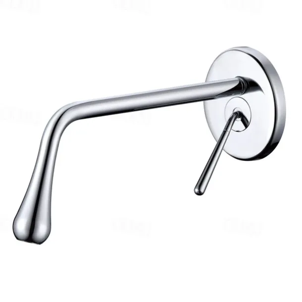 Modern Utility Sink Laundry Chrome Black Faucet with Rotatable Drop Shape Spout, Wall Mount One Handle One Hole Wash Basin Tap with Hot and Cold Water Switch, Laundry Tub Pot Filler Commercial Faucet