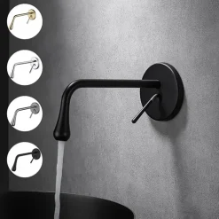 Modern Utility Sink Laundry Chrome Black Faucet with Rotatable Drop Shape Spout, Wall Mount One Handle One Hole Wash Basin Tap with Hot and Cold Water Switch, Laundry Tub Pot Filler Commercial Faucet