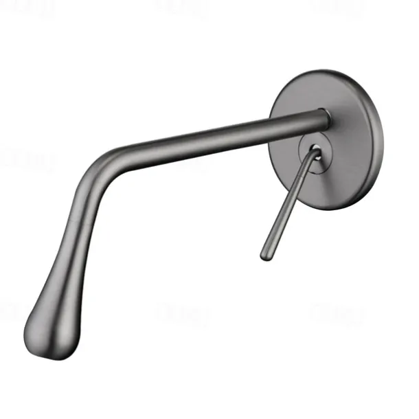 Modern Utility Sink Laundry Chrome Black Faucet with Rotatable Drop Shape Spout, Wall Mount One Handle One Hole Wash Basin Tap with Hot and Cold Water Switch, Laundry Tub Pot Filler Commercial Faucet