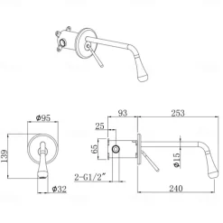 Modern Utility Sink Laundry Chrome Black Faucet with Rotatable Drop Shape Spout, Wall Mount One Handle One Hole Wash Basin Tap with Hot and Cold Water Switch, Laundry Tub Pot Filler Commercial Faucet