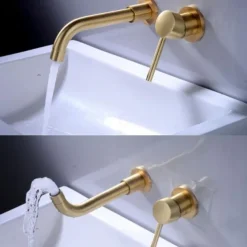 Modern Utility Sink Laundry Chrome Gold Black Faucet with Rotatable Spout, Wall Mount One Handle One Hole Wash Basin Tap with Hot and Cold Water Switch, Laundry Tub Pot Filler Commercial Faucet