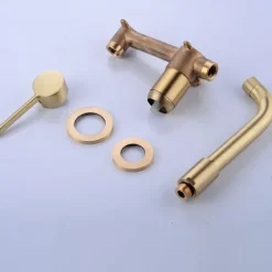 Modern Utility Sink Laundry Chrome Gold Black Faucet with Rotatable Spout, Wall Mount One Handle One Hole Wash Basin Tap with Hot and Cold Water Switch, Laundry Tub Pot Filler Commercial Faucet