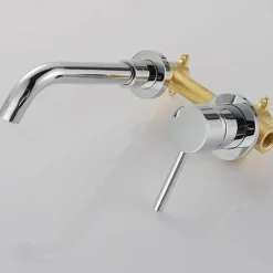 Modern Utility Sink Laundry Chrome Gold Black Faucet with Rotatable Spout, Wall Mount One Handle One Hole Wash Basin Tap with Hot and Cold Water Switch, Laundry Tub Pot Filler Commercial Faucet