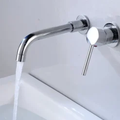 Modern Utility Sink Laundry Chrome Gold Black Faucet with Rotatable Spout, Wall Mount One Handle One Hole Wash Basin Tap with Hot and Cold Water Switch, Laundry Tub Pot Filler Commercial Faucet