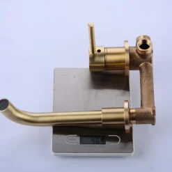 Modern Utility Sink Laundry Chrome Gold Black Faucet with Rotatable Spout, Wall Mount One Handle One Hole Wash Basin Tap with Hot and Cold Water Switch, Laundry Tub Pot Filler Commercial Faucet