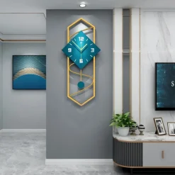 Modern Wall Clock with Pendulum Non Ticking Silent Wall Clocks for Living Room Decor Large Wooden Dial Pendulum Wall Clock 30*70 CM