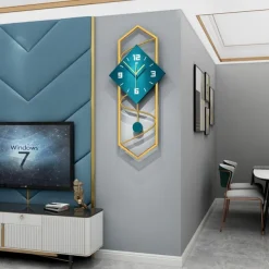 Modern Wall Clock with Pendulum Non Ticking Silent Wall Clocks for Living Room Decor Large Wooden Dial Pendulum Wall Clock 30*70 CM