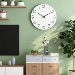 Modern Wall Clock,Creative Decorative Nordic Log Style Wall Clock Arabic Numerals Wall Clock Modern White Wood Simple Round Wall Clock 30cm