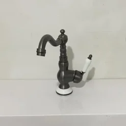 Mono Bathroom Sink Mixer Faucet Brass, Deck Mounted Single Lever Basin Taps Ceramic Handle Tap, One Hole Cold and Hot Hose Vessel Faucets