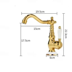 Mono Bathroom Sink Mixer Faucet Brass, Deck Mounted Single Lever Basin Taps Ceramic Handle Tap, One Hole Cold and Hot Hose Vessel Faucets