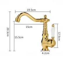 Mono Bathroom Sink Mixer Faucet Brass, Deck Mounted Single Lever Basin Taps Ceramic Handle Tap, One Hole Cold and Hot Hose Vessel Faucets