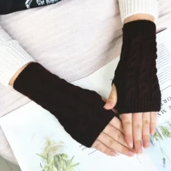 Monochrome Knitted Gloves Short Half Finger Warm Gloves Elastic Fingerless Touch Screen Fall Winter Gloves