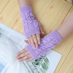 Monochrome Knitted Gloves Short Half Finger Warm Gloves Elastic Fingerless Touch Screen Fall Winter Gloves