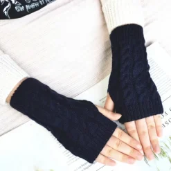 Monochrome Knitted Gloves Short Half Finger Warm Gloves Elastic Fingerless Touch Screen Fall Winter Gloves
