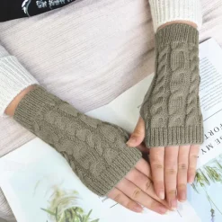 Monochrome Knitted Gloves Short Half Finger Warm Gloves Elastic Fingerless Touch Screen Fall Winter Gloves
