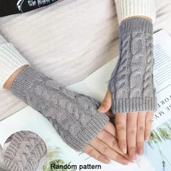 Monochrome Knitted Gloves Short Half Finger Warm Gloves Elastic Fingerless Touch Screen Fall Winter Gloves