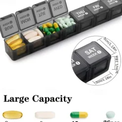 Monthly Pill Organizer 28 Day, Pill Box, Medicine Organizer, Organized By Week, Large 4-Week Pill Container With Dust-Proof Case For Fish Oils, Vitamins, Supplements