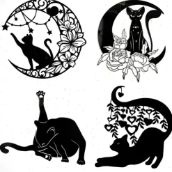 Moon Cat Metal Wall Decor Metal Wall Art Cat Ornament Home Bedroom Living Room Window Decoration