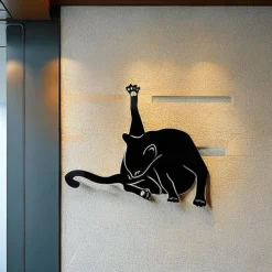 Moon Cat Metal Wall Decor Metal Wall Art Cat Ornament Home Bedroom Living Room Window Decoration
