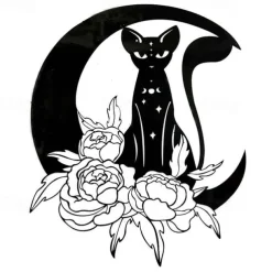 Moon Cat Metal Wall Decor Metal Wall Art Cat Ornament Home Bedroom Living Room Window Decoration