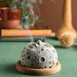 Moon Incense Burner Exquisite Backflow Incense Holder, Elegant Living Room Decor Accent, Aromatherapy Ornament