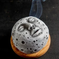 Moon Incense Burner Exquisite Backflow Incense Holder, Elegant Living Room Decor Accent, Aromatherapy Ornament