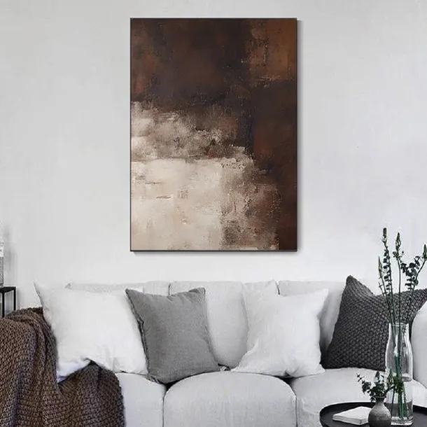 Morandi Color style oil painting Handpainted Brown and beige Textured painting art handmade Brown and beige Abstract art painting abstract Morandi wall decor Brown and beige Wall Art painting