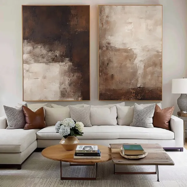 Morandi Color style oil painting Handpainted Brown and beige Textured painting art handmade Brown and beige Abstract art painting abstract Morandi wall decor Brown and beige Wall Art painting